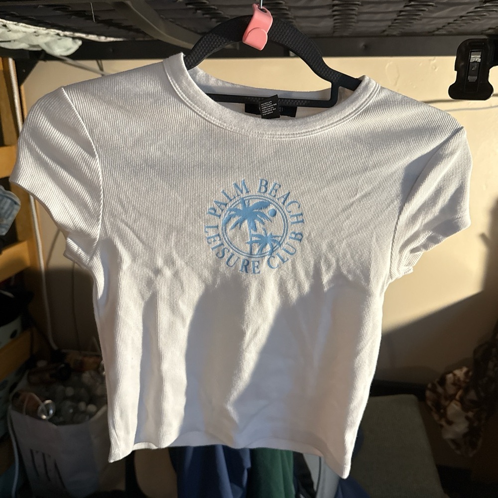 Forever 21 White Tee with Blue Graphic